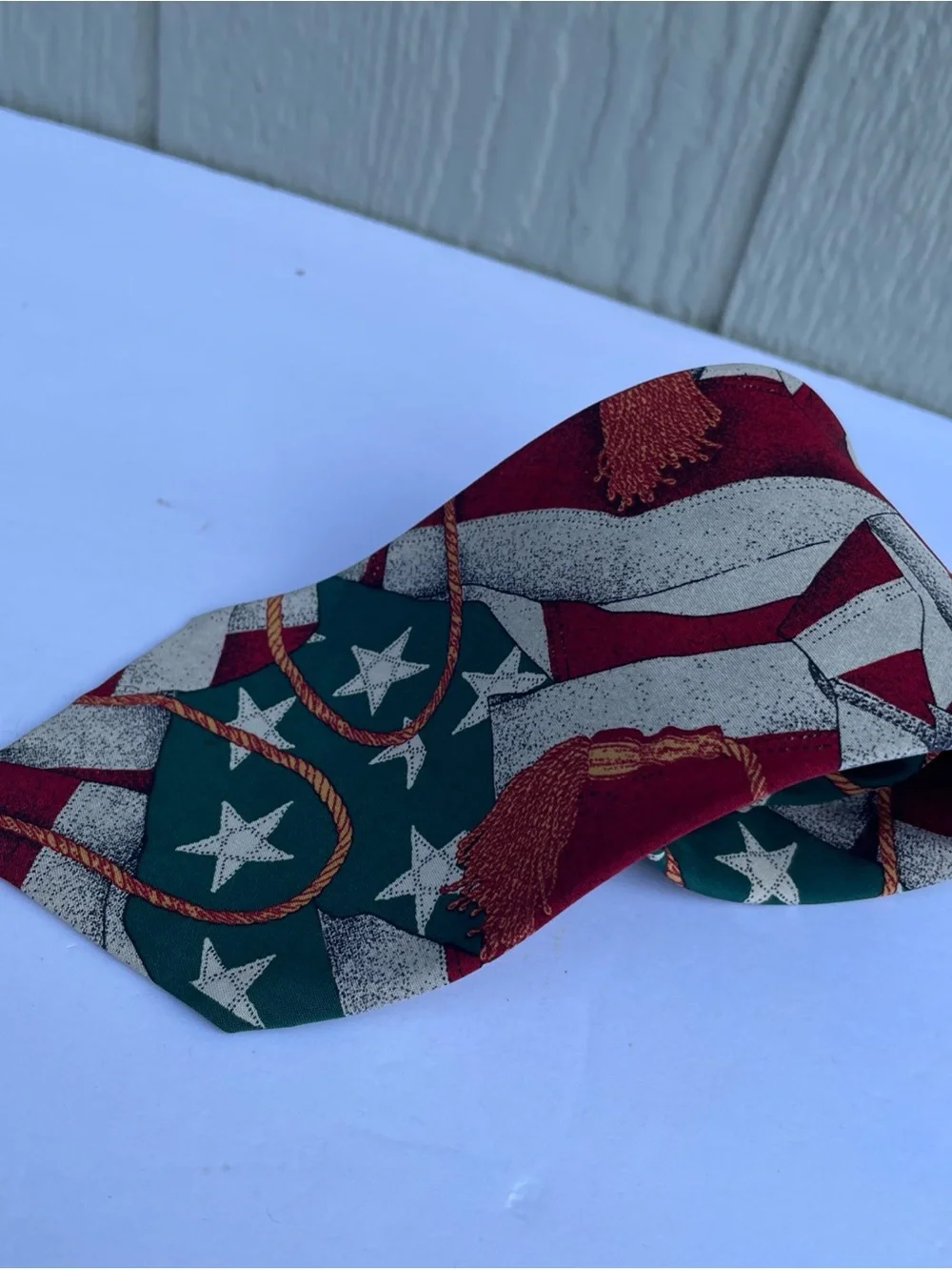 VTG Polo Ralph Lauren Tie American Flag 100% Silk Made By Hand In USA Party REAR - Picture 3 of 12